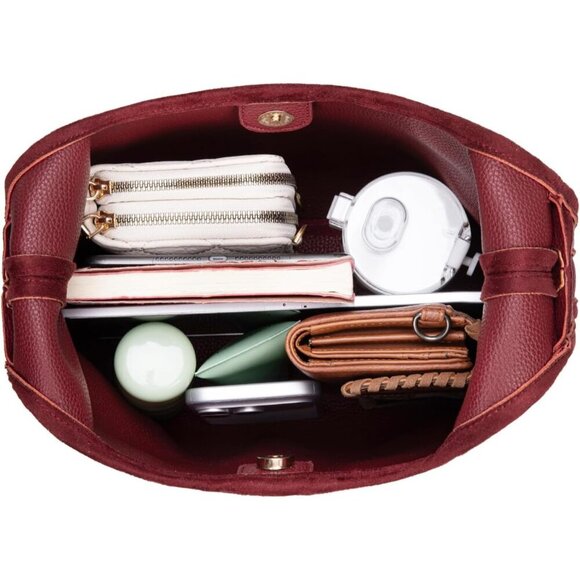Women Suede Burgundy Imported Vegan Leather Soft Foldable Shoulder Slouchy Bag